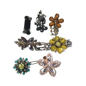 Hair Clip Barrettes Lot Of 7 Assorted Colors Metal Rhinestone Small